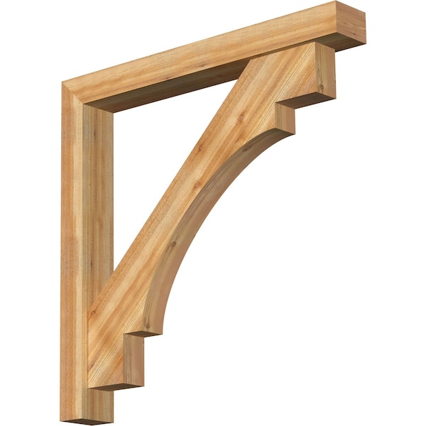 Ekena Millwork Merced Block Rough Sawn Bracket w/ Offset Brace, Western Red Cedar, 6"W x 46"D x 46"H BKT0604X46X46MRC05RWR - main